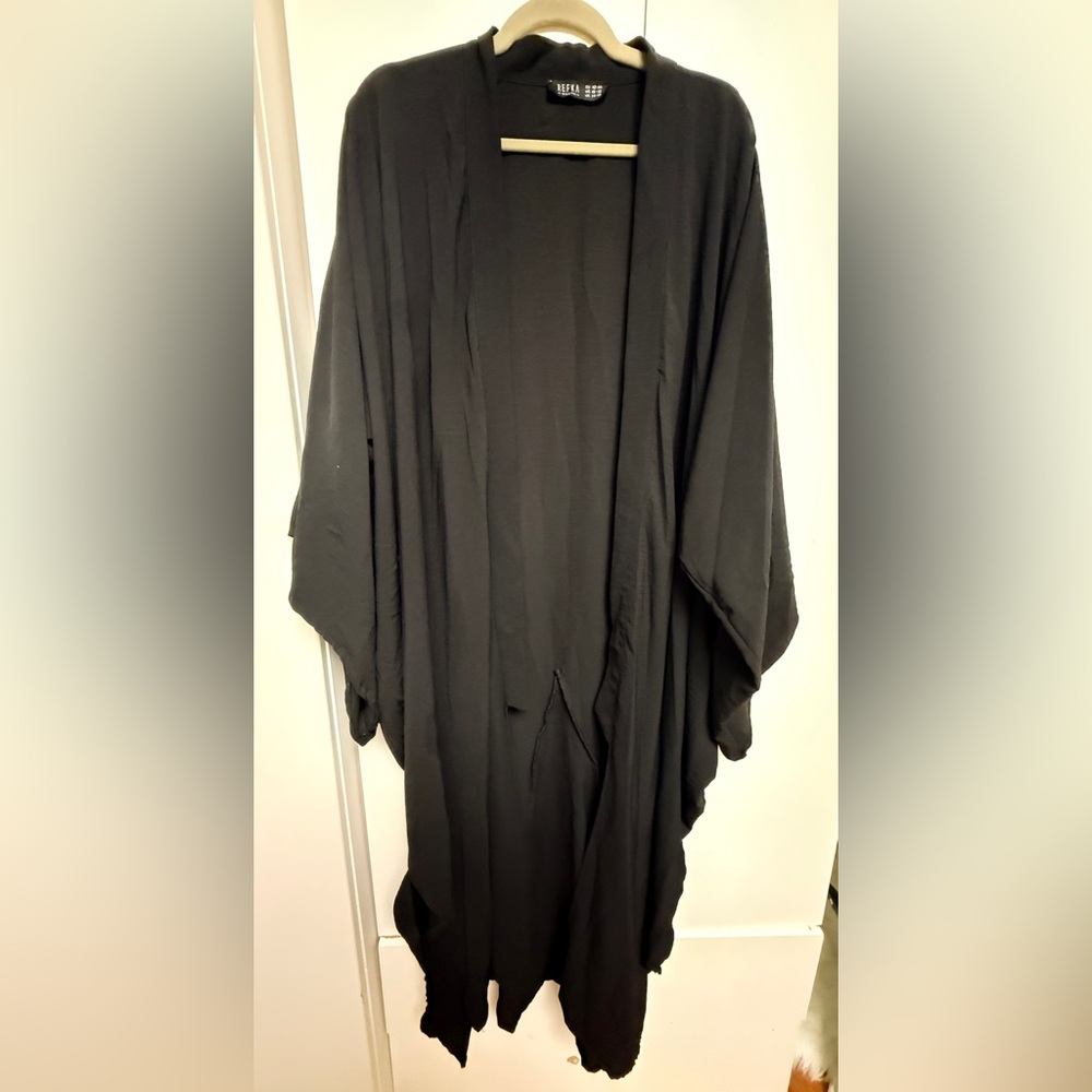 Refka Black Open-Front Draped Women's Cardigan Cape Size 10-12 but fits one size
